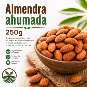 Almendra ahumada 250g en bowl, snack crujiente con sabor ahumado Tierra Mia