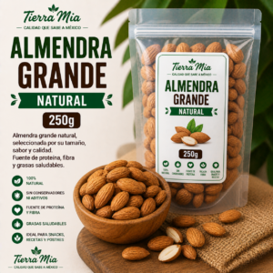 Almendra grande 250g en bowl, almendras naturales enteras Tierra Mia