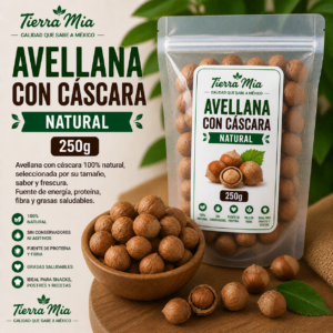 Avellana con cáscara 250g en bowl, avellanas naturales enteras Tierra Mia