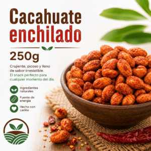 Cacahuate enchilado 250g en bowl, snack crujiente y picante Tierra Mia