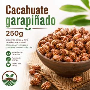 Cacahuate garapiñado 250g en bowl, snack dulce crujiente artesanal Tierra Mia