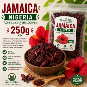 Flor de jamaica Nigeria 250g en bowl, jamaica seca natural para bebidas Tierra Mia