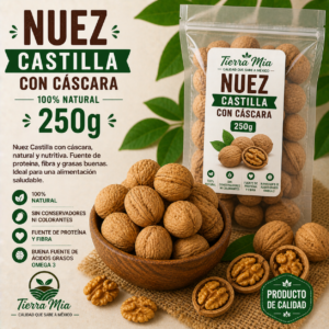 Nuez Castilla con cáscara 250g en bowl, nuez natural entera Tierra Mia
