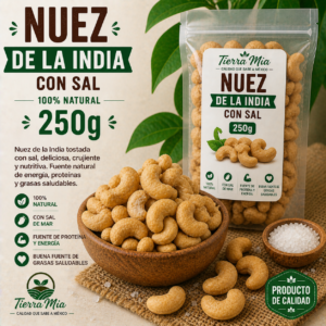 Nuez de la India con sal 250g en bowl, anacardo tostado salado Tierra Mia