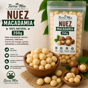 Nuez macadamia 250g en bowl, nuez natural cremosa premium Tierra Mia